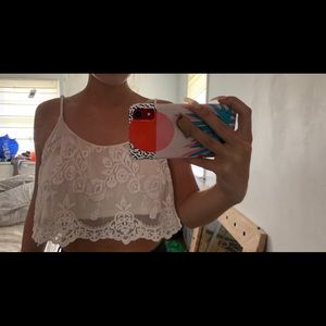 flowy loose crop top, white